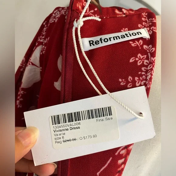 REFORMATION RED BURGANDY FLORAL VIVIANNE DRESS MINI NWT - Picture 11 of 11